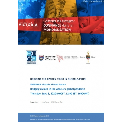 Victoria Forum, EMEA and Asia Pacific Foundation of Canada webinar report: "Bridging divides: Trust in Globalization” - 03 September 2020