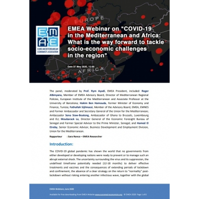 EMEA webinar report: "COVID-19 in the Mediterranean and Africa" - 07 May 2020