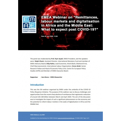 EMEA webinar report: “Remittances, labour markets and digitalisation in Africa and Middle East: What to expect post COVID-19” - 2 July 2020